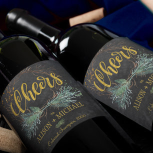 Moderne Rustikale Winterklatschtafeln jubeln Hochz Weinetikett