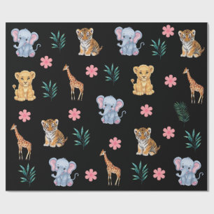 Moderne Safari Jungle Tiere Elefant Tiger Lion Geschenkpapier