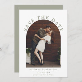 Moderne Sage Green Boho Arch Foto Hochzeit Save The Date