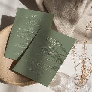 Moderne Sage Green Boho Chic in einer Hochzeit Einladung