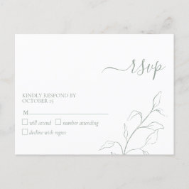 Moderne Sage Green Botanic No Menu UAWG Postcard Einladungspostkarte