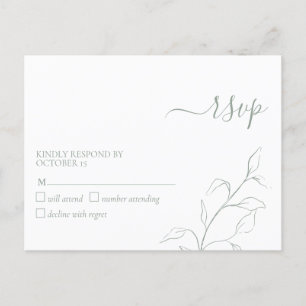 Moderne Sage Green Botanic No Menu UAWG Postcard Einladungspostkarte