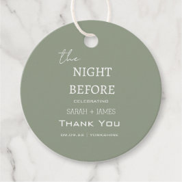 Moderne Sage Green die Nacht vor der Hochzeit Geschenkanhänger