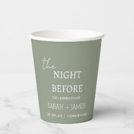 Moderne Sage Green die Nacht vor der Hochzeit Pappbecher