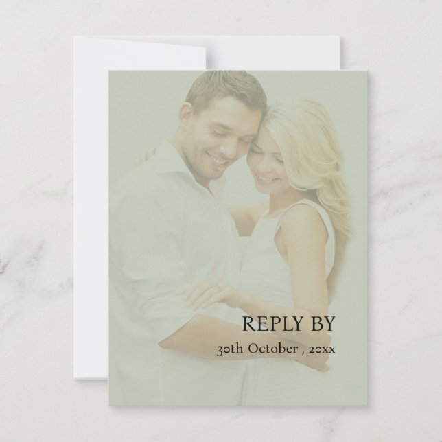 Moderne Sage Green Imitats Vellum Foto Hochzeit RSVP Karte (Vorderseite)