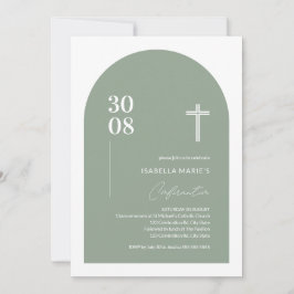 Moderne Sage Green Minimalistisch Arch Confirmatio Einladung