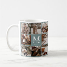 Moderne Sage Green Multi Foto Collage Keepake Kaffeetasse