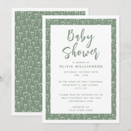 Moderne Sage Green Script Baby Dusche Einladung