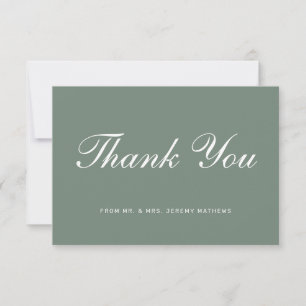 Moderne Sage Green White Script Hochzeit Dankeskarte