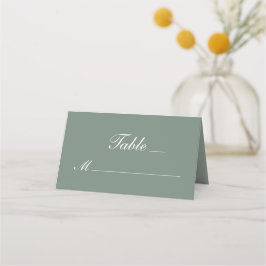 Moderne Sage Green White Script Hochzeit Platzkarte