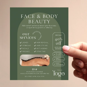 Moderne Sage-Grün Boho-Schönheit-Spa-Salon-Marketi Flyer