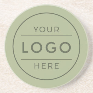 Moderne Sage-Grün-Custom-Business-Logo-Marke Getränkeuntersetzer