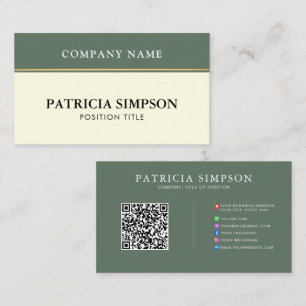Moderne Sage-Grün und Beige-Creme QR-Code-Vorlage Visitenkarte