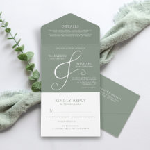 Moderne Sage Grüne Ampere und Minimale Hochzeit