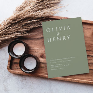 Moderne Sage Minimal Wedding Einladung