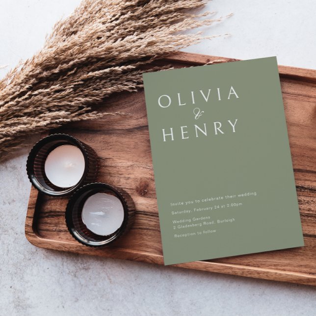 Moderne Sage Minimal Wedding Einladung (Von Creator hochgeladen)