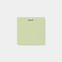Moderne Salbei-grüne Monogramm-Bezeichnung Post-it Klebezettel