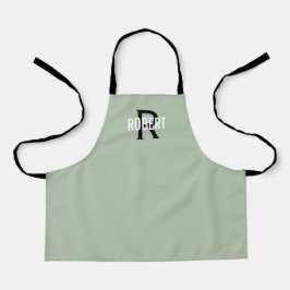 Moderne Salbei-Monogramm-Schürze Schürze