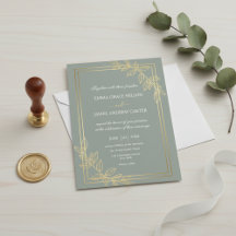 Moderne Salbeigrün und Goldfolie Botanisch Elegant