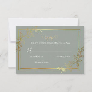Moderne Salbeigrün und Goldfolie Botanische Elegan RSVP Karte