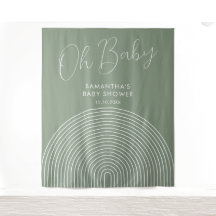 Moderne Salbeigrüne Babyparty-Hintergrunddekoratio