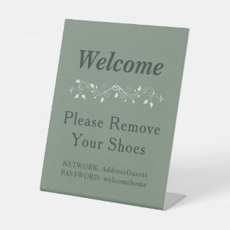 Moderne Salbeigrüne Boho-Entfernen-Schuhe-WiFi Sockelschild
