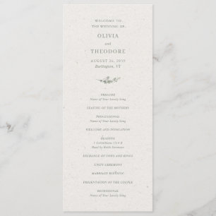 Moderne Salbeigrüne Botanische Elegante Hochzeit Programm