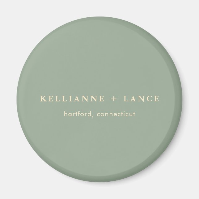 Moderne Salbeigrüne Einfache Hochzeit Magnet (Vorne)