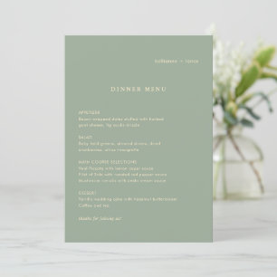 Moderne Salbeigrüne Einfache Hochzeit Menükarte