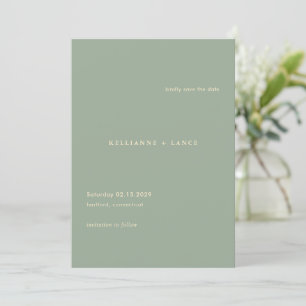 Moderne Salbeigrüne Einfache Hochzeit Save The Date