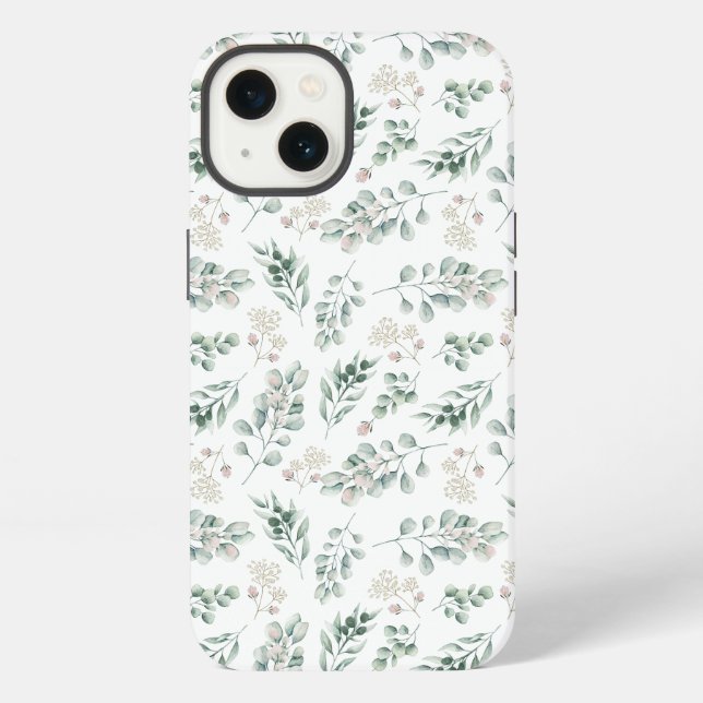 Moderne Salbeigrüne Eukalyptus iPhone Hülle (Rückseite)