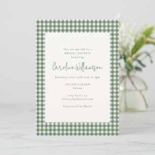 Moderne Salbeigrüne Gingham Karo Braut Brunch Einladung