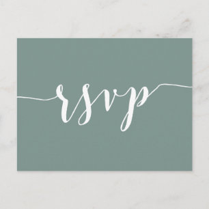 Moderne Salbeigrüne Hochzeits-RSVP-Postkarte Einladungspostkarte