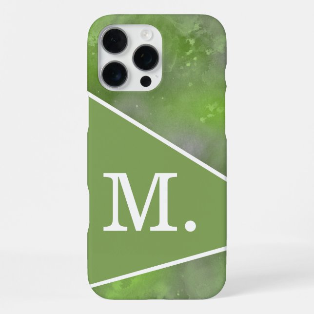 Moderne Salbeigrüne Monogramm iPhone 16 Pro Max Hülle (Rückseite)