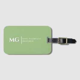 Moderne Salbeigrüne Trendige Stylische Monogramm Gepäckanhänger