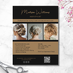 Moderne Salon-Frisördienstleistungen QR Schwarz Go Flyer