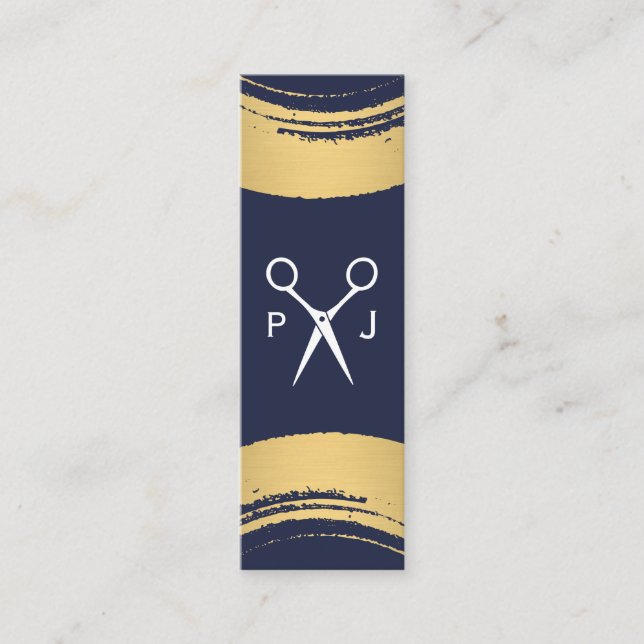 Moderne Salon Monogram / Gold Brushed / Stylist Mini Visitenkarte (Vorderseite)