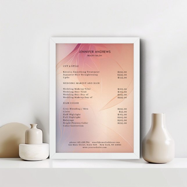 Moderne Salon-Preisliste Poster (Von Creator hochgeladen)