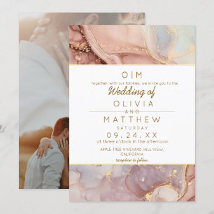 Moderne, sanfte, neutrale Foto-Hochzeit Einladung