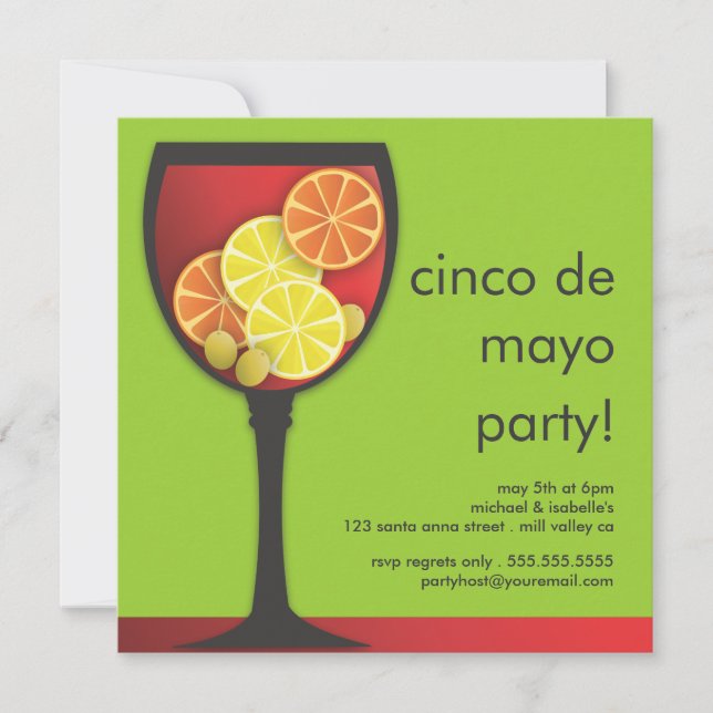 Moderne Sangria-Party Einladung Cinco Des Mayo (Vorderseite)