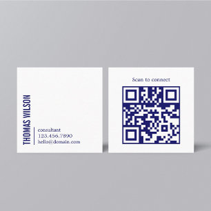 Moderne saubere kühne blaue weiße Berater-QR-Code Quadratische Visitenkarte