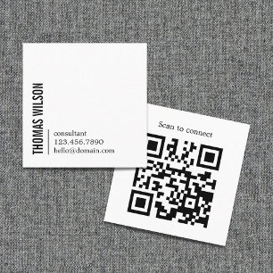Moderne saubere kühne schwarze weiße Berater-QR-Co Quadratische Visitenkarte