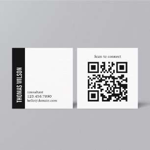 Moderne saubere kühne schwarze weiße Berater-QR-Co Quadratische Visitenkarte