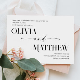 Moderne, saubere minimalistische Foto Hochzeit + Q Einladung