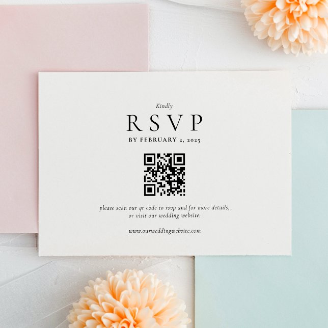 Moderne saubere QR-Code-Hochzeit  RSVP Karte (Von Creator hochgeladen)