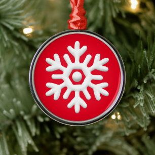 Moderne, saubere, schneeweiße Schneeflocke Ornament Aus Metall