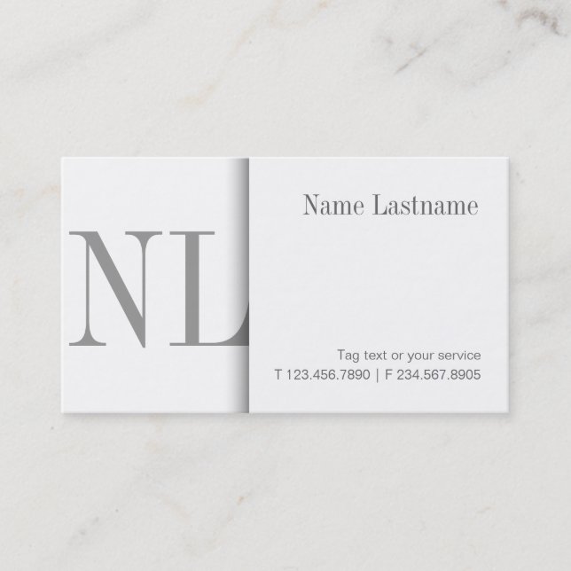 Moderne saubere weiße Monogramm-Visitenkarte Visitenkarte (Vorderseite)