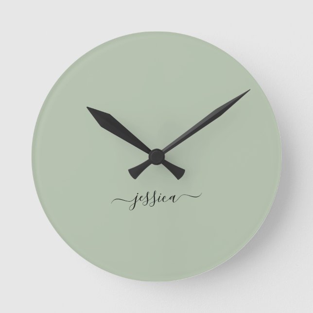 moderne sauge vert nom de script grand horloge (Recto)