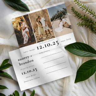 Moderne Save-the-Date-3-Foto-Collage Ankündigungspostkarte