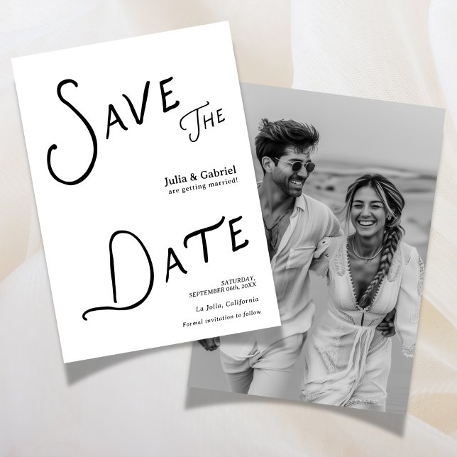 Moderne Save The Date Foto Einladung (Modern Save The Date Photo Blue Invitation)